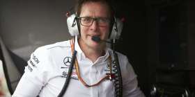Andrew Shovlin, Mercedes team member in pit area