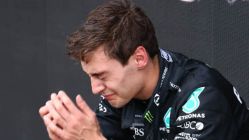 George Russell stressed