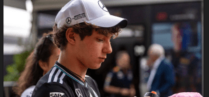 Antonelli, mercedes f1 driver wearing team cap in 2025