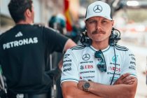Bottas in Mercedes team colours in the F1 paddock