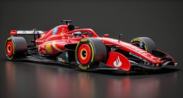 Sleek red Ferrari Formula One car