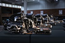 Row of sleek F1 power units