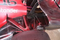 Close-up of Ferrari's rear suspension system.