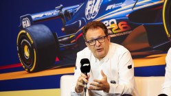 Formula 1 event with speaker discussing
