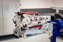 Shiny engine on display in workshop