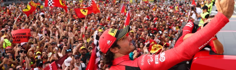 Celebration with enthusiastic Ferrari fans.