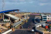Race track under construction with machinery