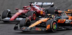 Mclaren and Ferrari battle in Monza. Piastri and Leclerc almost tangle