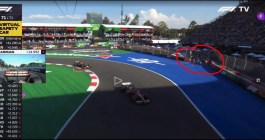 View of the Mexican GP track and Sainz in his Williams in the barriers