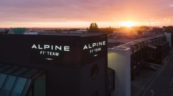 Alpine f1 factory at sunset