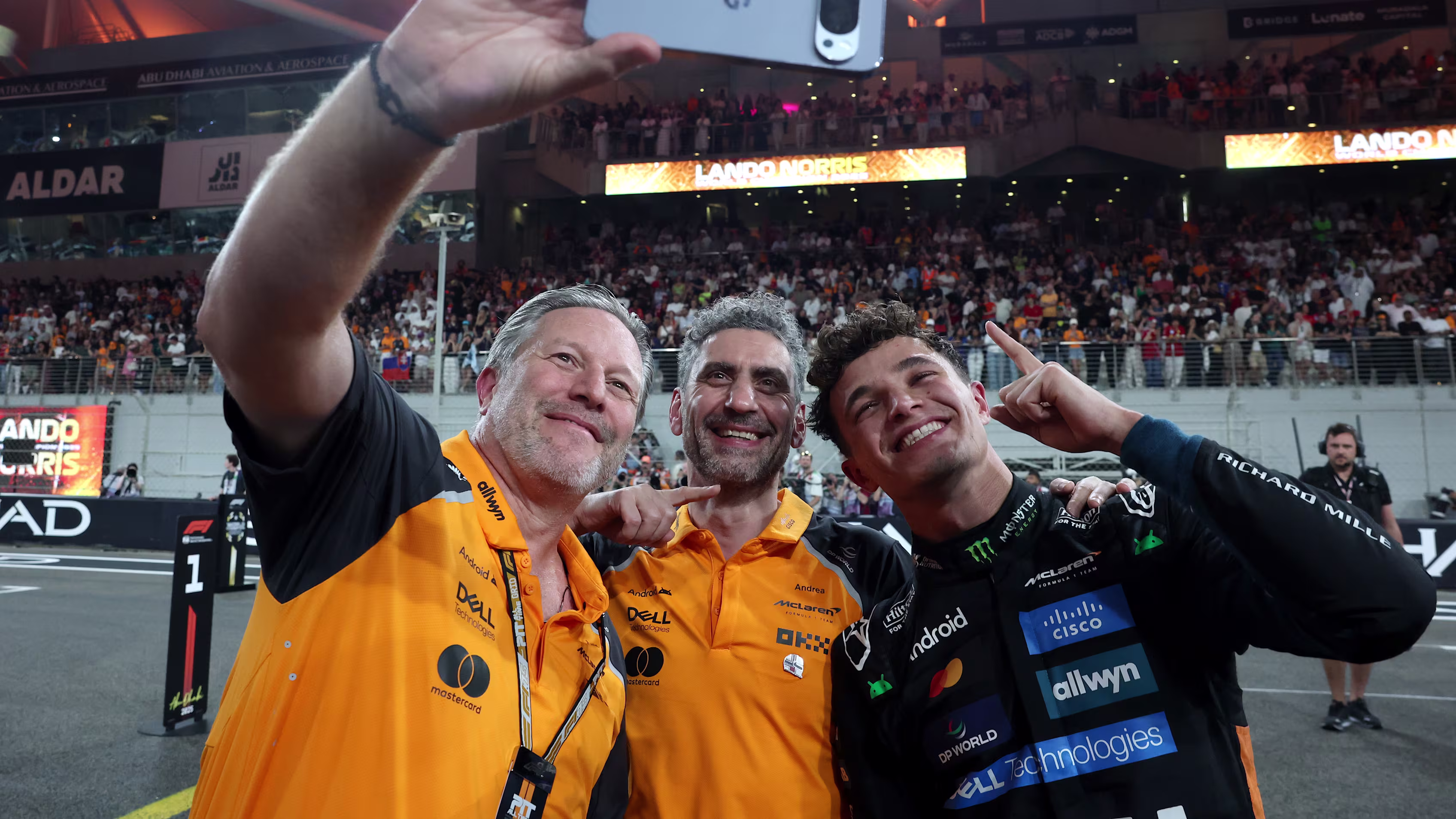 McLaren celebrate in Abu Dhabi