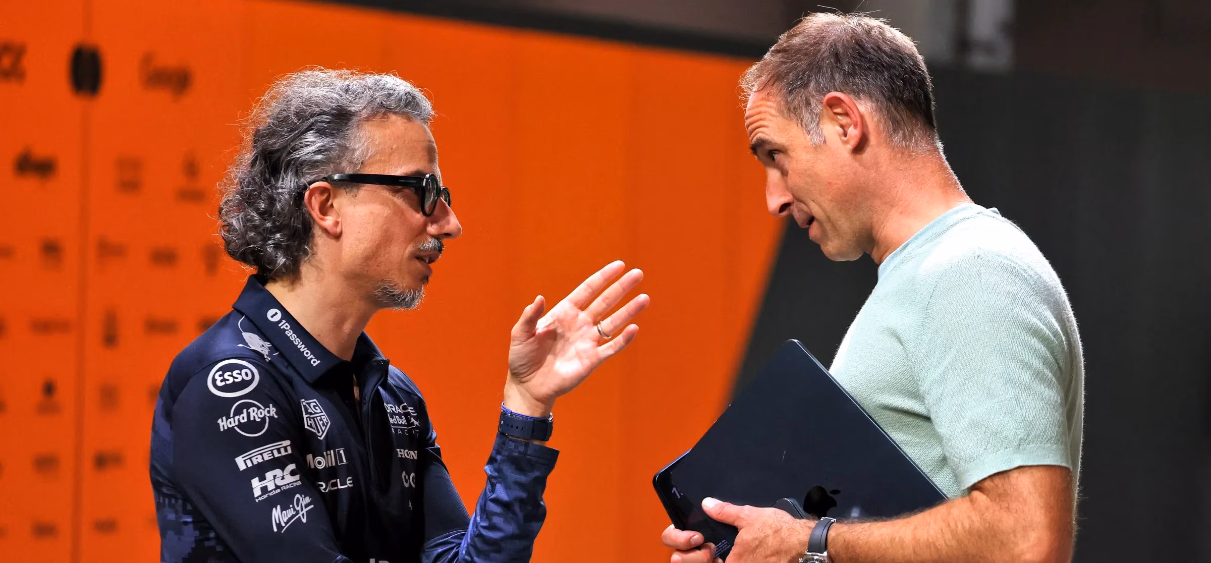 Red Bull team boss in discussion with Red Bull GmhB executive Oliver Minztlaff
