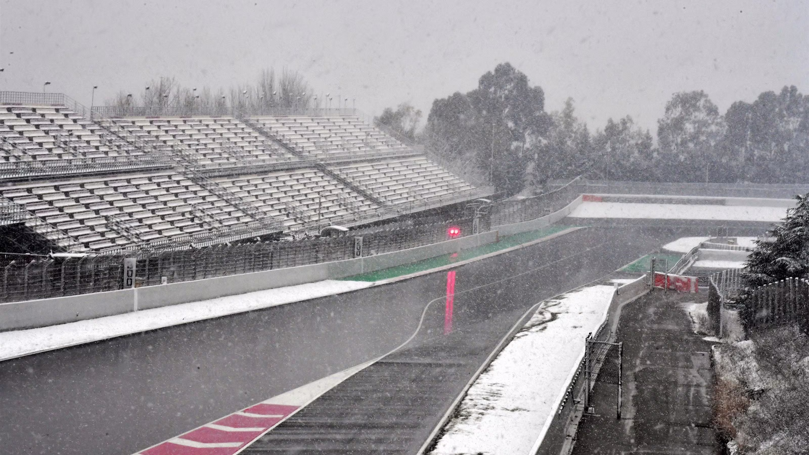 snow on an F1 track